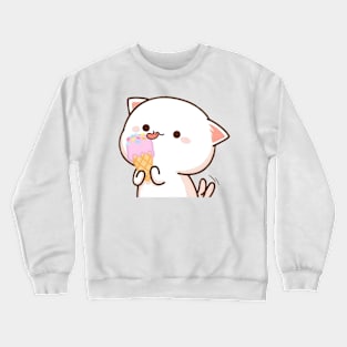 vintage-cat eat ice cream Crewneck Sweatshirt